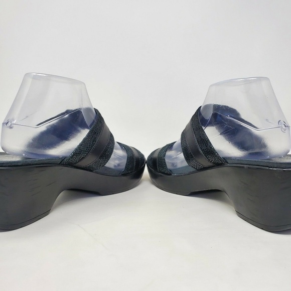 Dansko Jessie Black Leather Double Strap Clogs 11 - Picture 6 of 12